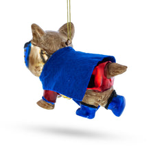 Load image into Gallery viewer, Super Pup in Blue Cape Glass Christmas Ornament