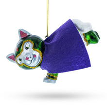 Load image into Gallery viewer, Super Dog in Green Mask Glass Christmas Ornament