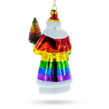 Load image into Gallery viewer, Pride-Inspired Rainbow Santa Glass Christmas Ornament