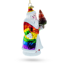 Load image into Gallery viewer, Pride-Inspired Rainbow Santa Glass Christmas Ornament