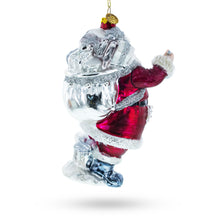 Load image into Gallery viewer, Classic Santa Claus Holding Bell Glass Christmas Ornament