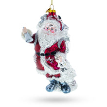 Load image into Gallery viewer, Classic Santa Claus Holding Bell Glass Christmas Ornament