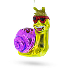 Load image into Gallery viewer, Cool Snail Sporting Sunglasses Glass Christmas Ornament