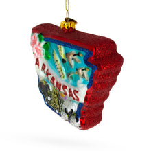 Load image into Gallery viewer, State of Arkansas Symbols, USA Glass Christmas Ornament