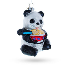 Load image into Gallery viewer, Panda Relishing Noodles Glass Christmas Ornament