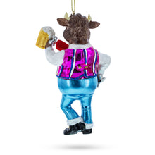 Load image into Gallery viewer, Bull Hoisting a Beer Glass Christmas Ornament