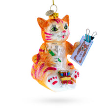 Load image into Gallery viewer, Cat Drawing a Self-Portrait Glass Christmas Ornament
