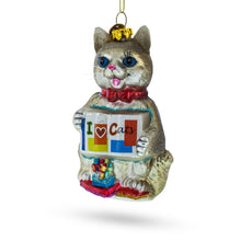 Load image into Gallery viewer, I Love Cats Glass Christmas Ornament