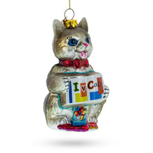 Load image into Gallery viewer, I Love Cats Glass Christmas Ornament