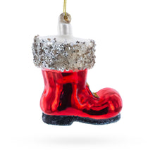Load image into Gallery viewer, Santa Boot Glass Christmas Ornament