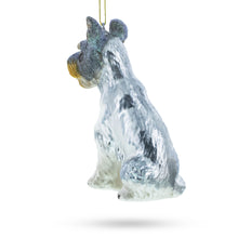 Load image into Gallery viewer, Schnauzer Sitting Pretty Glass Christmas Ornament