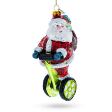 Load image into Gallery viewer, Santa Cruising on Electric Scooter Glass Christmas Ornament