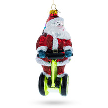 Load image into Gallery viewer, Santa Cruising on Electric Scooter Glass Christmas Ornament