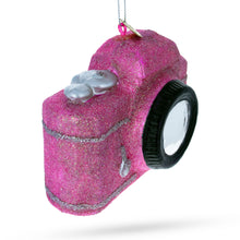 Load image into Gallery viewer, Vintage Pink Camera Glass Christmas Ornament