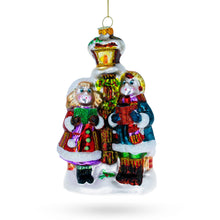 Load image into Gallery viewer, Carolers by a Vintage Lantern Glass Christmas Ornament