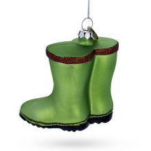 Load image into Gallery viewer, Green Rubber Boots Glass Christmas Ornament