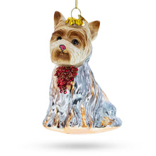 Load image into Gallery viewer, Yorkshire Terrier Glass Christmas Ornament
