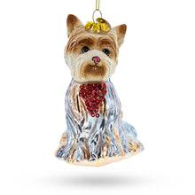 Load image into Gallery viewer, Yorkshire Terrier Glass Christmas Ornament