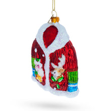 Load image into Gallery viewer, Jacket With Santa and Reindeer Glass Christmas Ornament