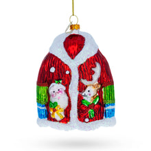 Load image into Gallery viewer, Jacket With Santa and Reindeer Glass Christmas Ornament