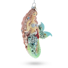 Load image into Gallery viewer, Mermaid and Fish Glass Christmas Ornament