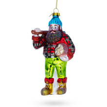 Load image into Gallery viewer, Rugged Lumberjack Carrying Log Glass Christmas Ornament