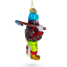 Load image into Gallery viewer, Rugged Lumberjack Carrying Log Glass Christmas Ornament