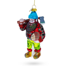 Load image into Gallery viewer, Rugged Lumberjack Carrying Log Glass Christmas Ornament