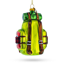 Load image into Gallery viewer, Globetrotter's Travel Backpack Glass Christmas Ornament