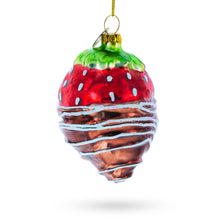 Load image into Gallery viewer, Chocolate-Dipped Strawberry Glass Christmas Ornament