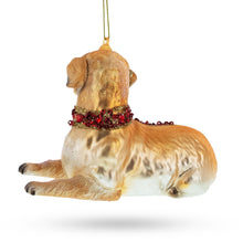 Load image into Gallery viewer, Golden Retriever with Jeweled Collar Glass Christmas Ornament