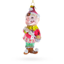 Load image into Gallery viewer, Whimsical Elf Decorating Cupcake Glass Christmas Ornament