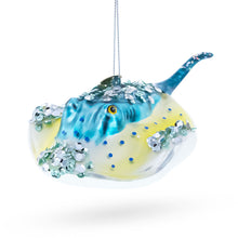 Load image into Gallery viewer, Blue Stingray Glass Christmas Ornament