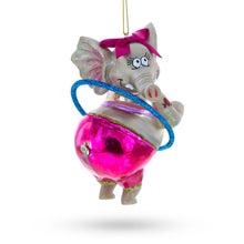 Load image into Gallery viewer, Circus Elephant Balancing Hula Hoop Glass Christmas Ornament