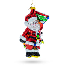 Load image into Gallery viewer, Santa with Festive Lights Glass Christmas Ornament