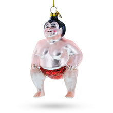 Load image into Gallery viewer, Sumo Wrestler Glass Christmas Ornament