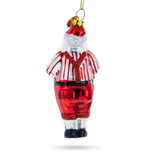 Load image into Gallery viewer, Santa with Teddy Bear and Gift Glass Christmas Ornament
