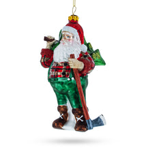 Load image into Gallery viewer, Lumberjack Santa Glass Christmas Ornament