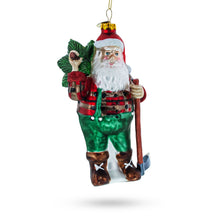Load image into Gallery viewer, Lumberjack Santa Glass Christmas Ornament