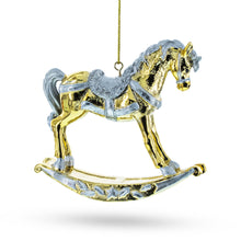 Load image into Gallery viewer, Golden Rocking Horse Glass Christmas Ornament