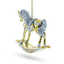 Load image into Gallery viewer, Golden Rocking Horse Glass Christmas Ornament