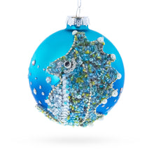 Load image into Gallery viewer, Beaded Seahorse Ocean Glass Ball Christmas Ornament