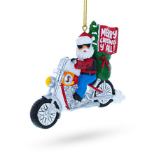 Load image into Gallery viewer, Santa on Festive Motorcycle Resin Christmas Ornament