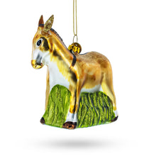 Load image into Gallery viewer, Donkey with Festive Decorations Glass Christmas Ornament