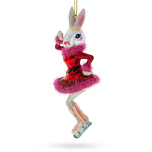 Load image into Gallery viewer, Bunny Ice Skater In Red Dress Glass Christmas Ornament