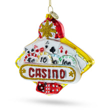 Load image into Gallery viewer, Casino Sign Glass Christmas Ornament
