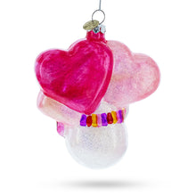 Load image into Gallery viewer, Adorable Pink Snowman Baby's First Christmas Glass Ornament