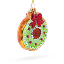 Load image into Gallery viewer, Frosted Green Donut Glass Christmas Ornament