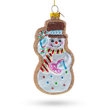 Load image into Gallery viewer, Festive Snowman Cookie Glass Christmas Ornament