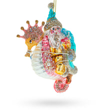 Load image into Gallery viewer, Santa Riding Seahorse Glass Christmas Ornament